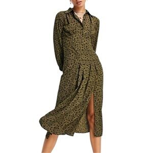 Topshop Black Floral Pattern Dress - plus size 14